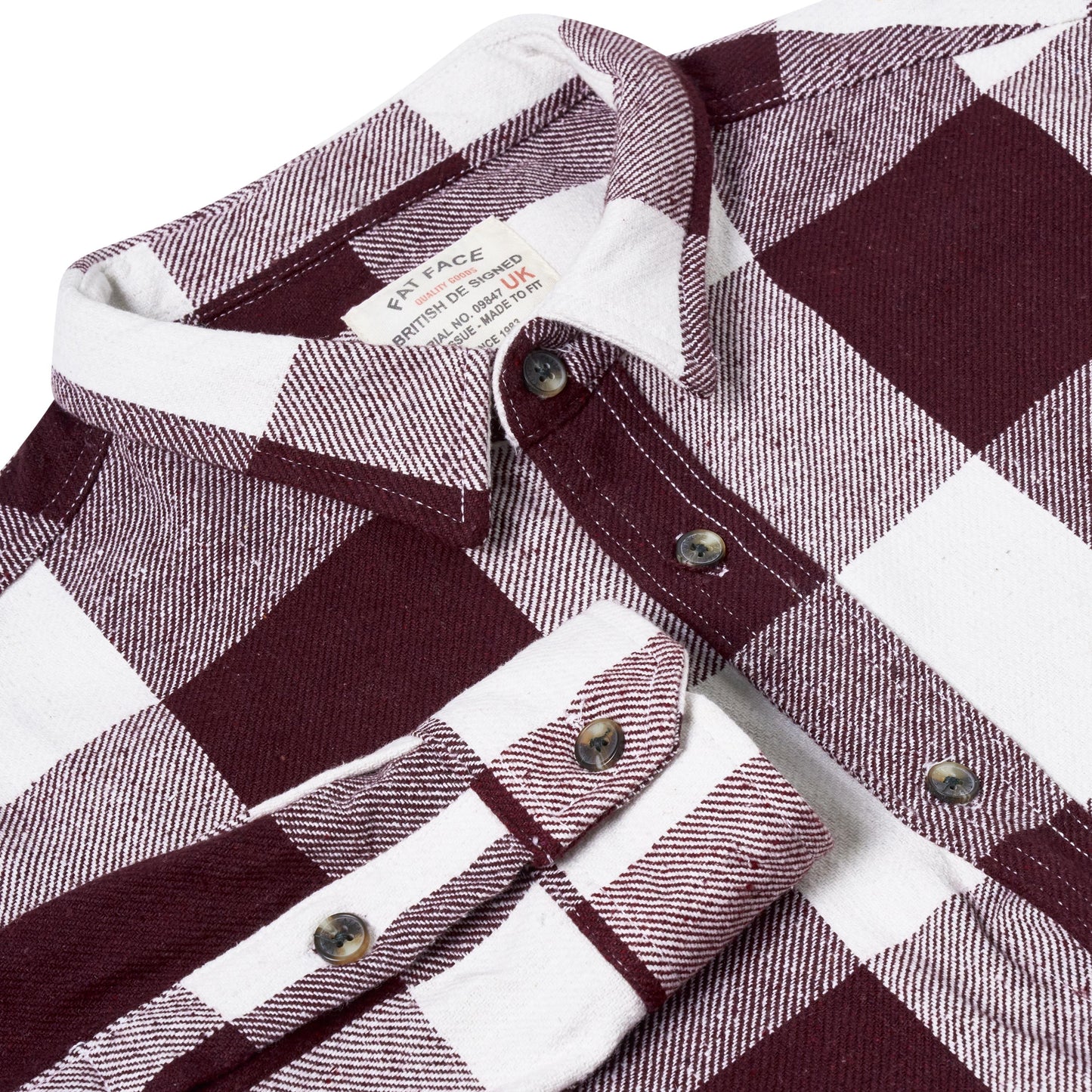 Fat Face Men's Brushed Cotton Check Shirt Long Sleeve Regular Fit S–3XL