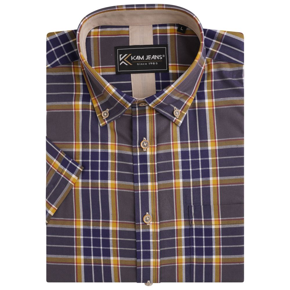KAM Casual Short Sleeve Check Shirt for Mens KBS6282 in 4 Colours, 2XL-8XL