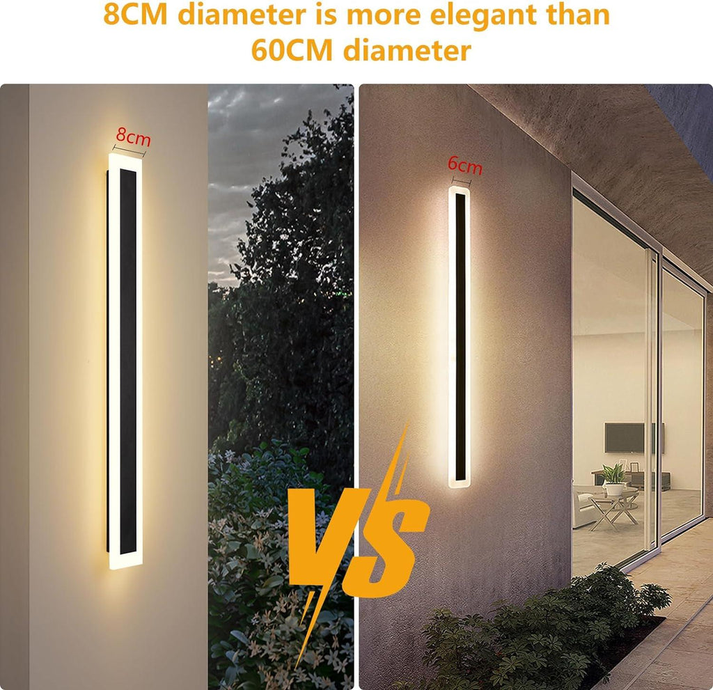 Modern Porch & Patio Wall Light 90CM | 18W Black Exterior Fixture | Waterproof