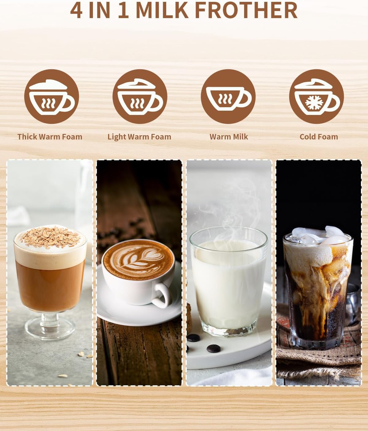 Electric Milk Frother and Steamer 300ml Hot Cold Foam Maker SHARDOR