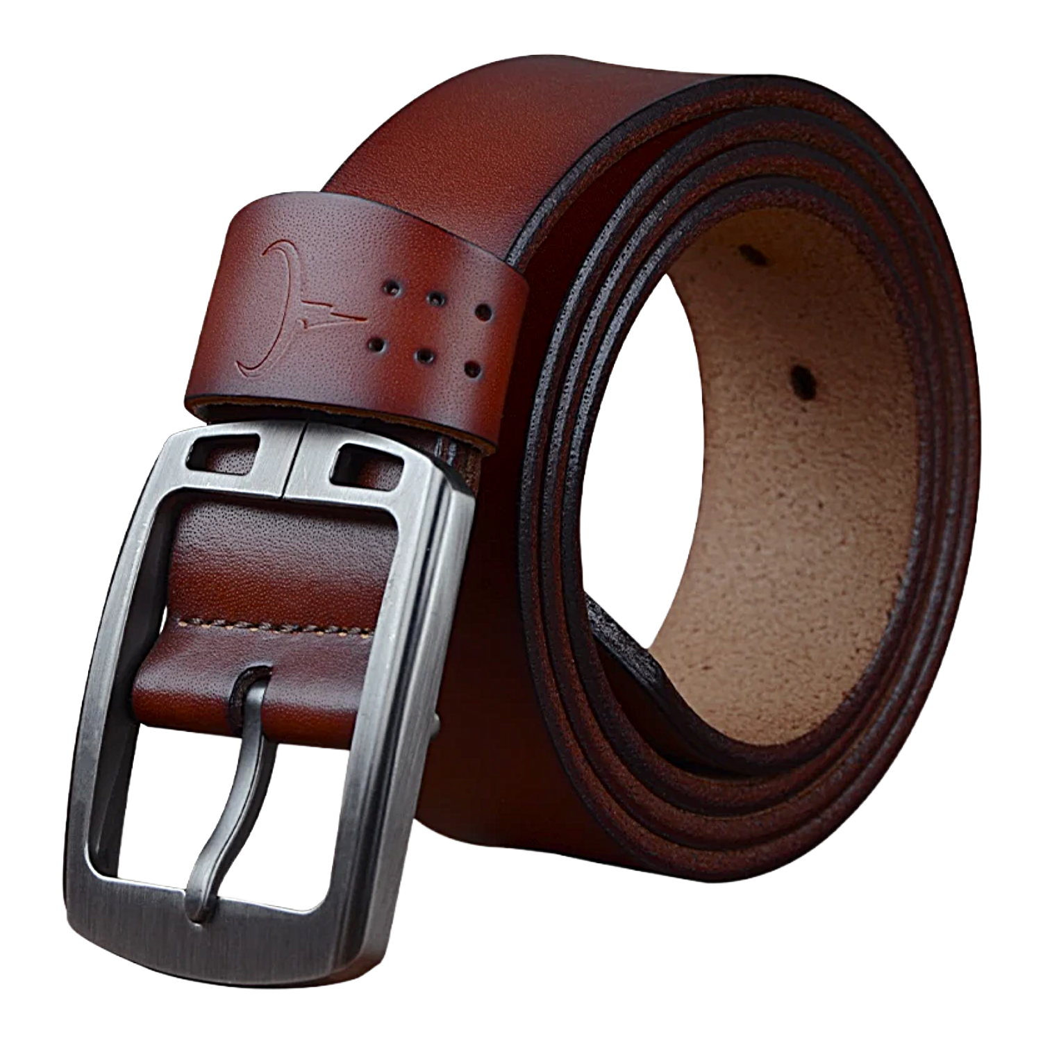 Mens Genuine Cowhide Leather Belt Vintage Pin Buckle 100–150cm XF001