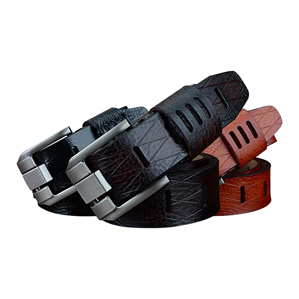 Mens Genuine Leather Belt Big Size 3.8cm Pin Buckle Jeans Belt Black Brown