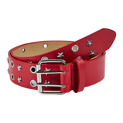 Unisex Punk PU Leather Belt Double Hole Metal Pin Buckle Goth Y2K Waist 28”-36” - QHA UK