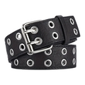 Unisex Y2K Punk Double Hole Belt PU Leather Grommet Rock Streetwear