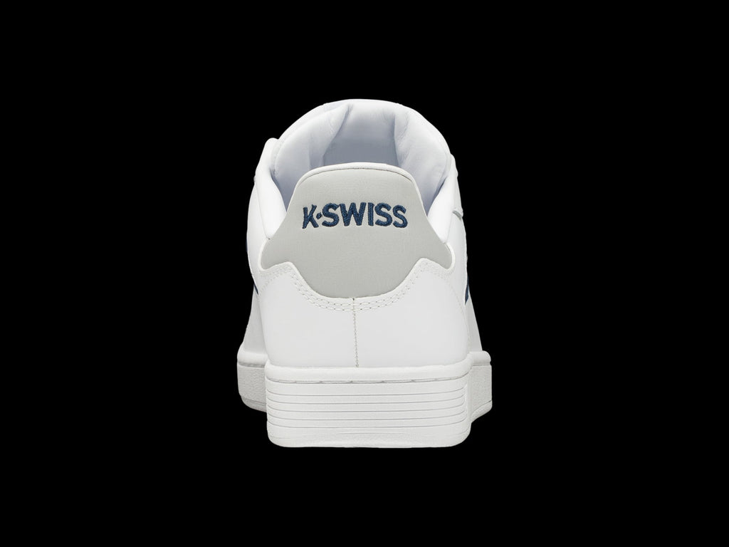 K-Swiss Mens Clean Court Leather Sneakers in White/Black/Cowhide