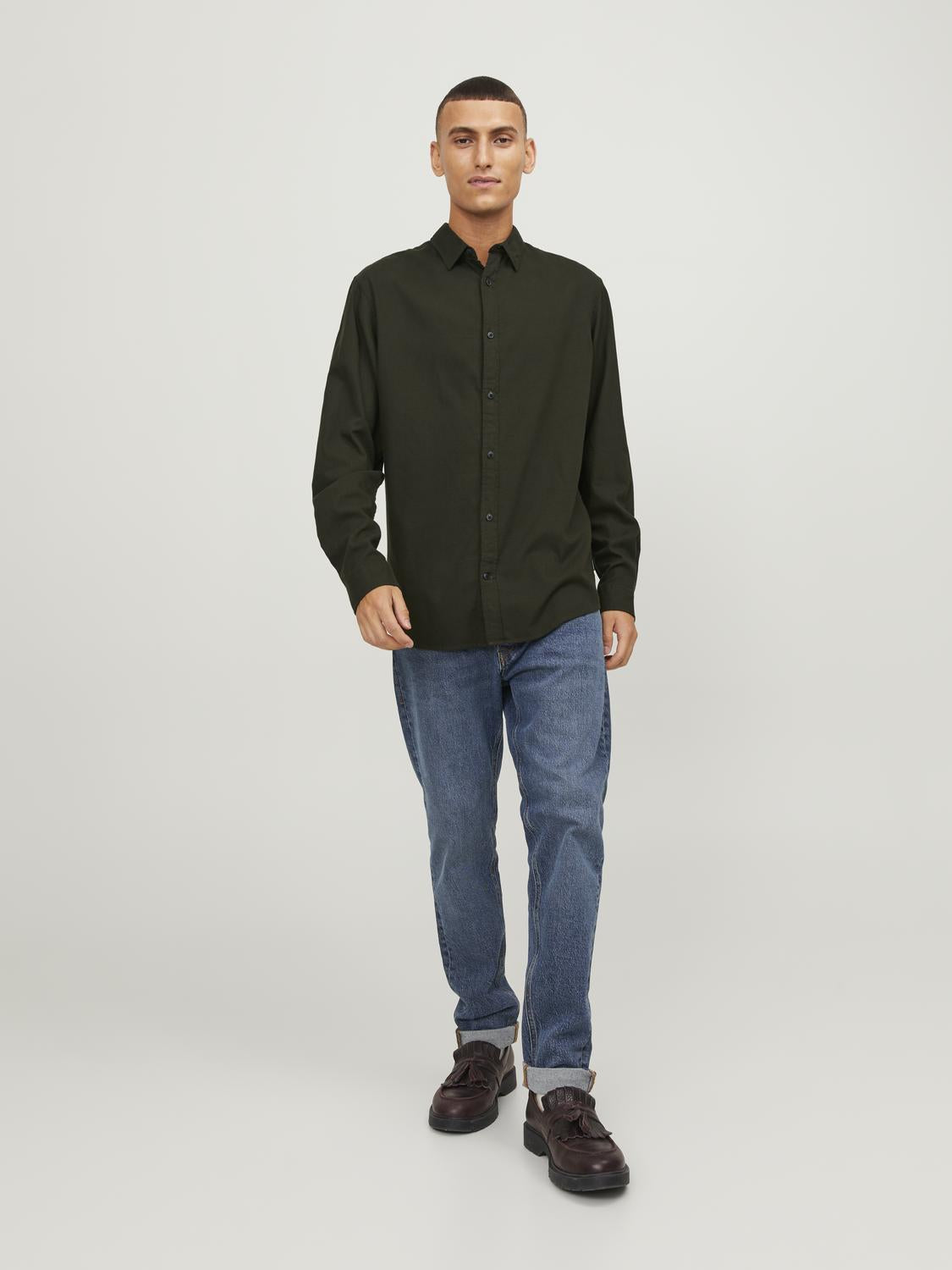 Jack & Jones Twill Checked Shirt With Long Sleeves For Men (JJEGINGHAM) in 5 Colours, L-XL