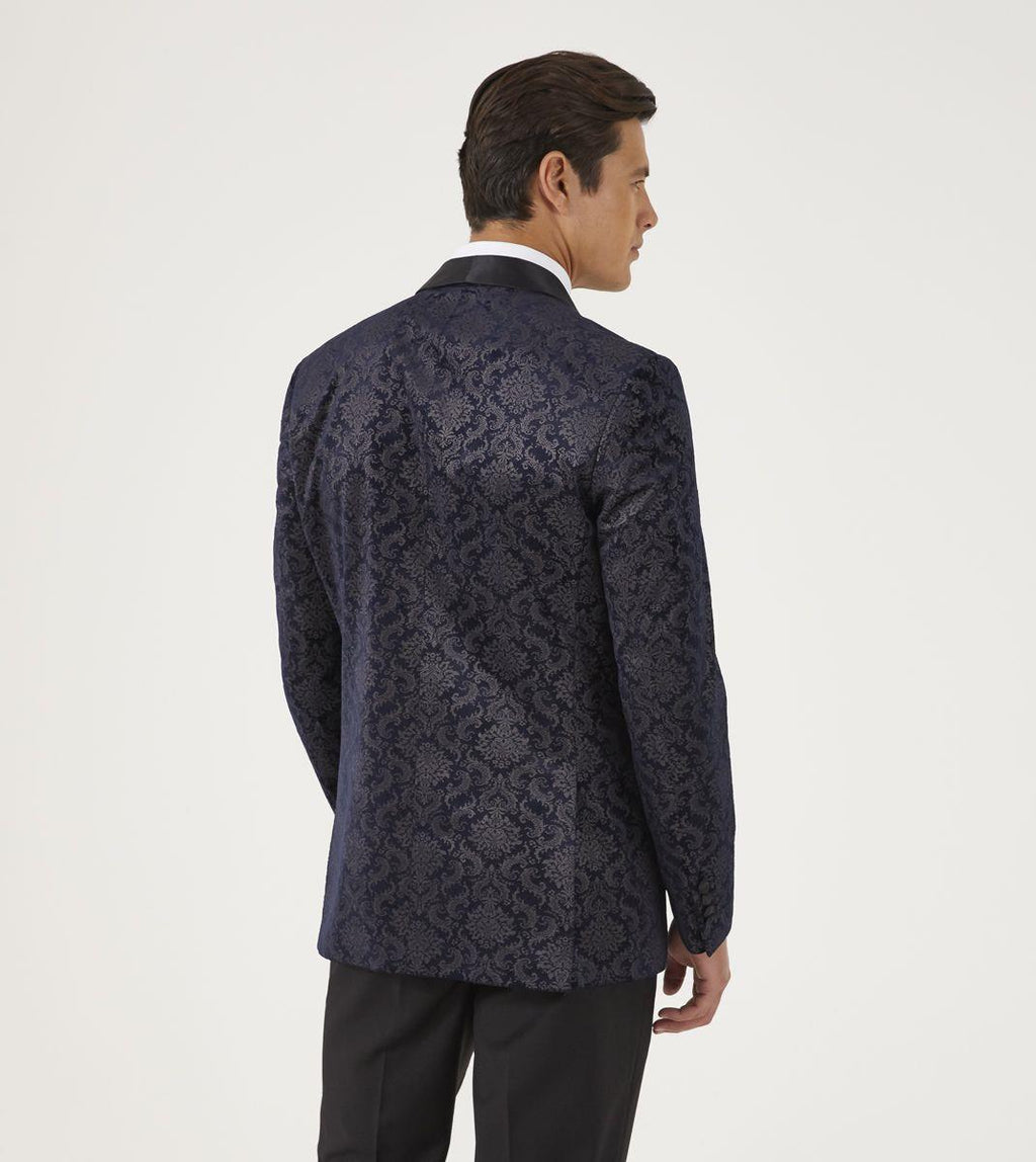 Skopes Men's Plus Size New Soft Touch Paisley Jacket Tieston in Navy  52 To 62