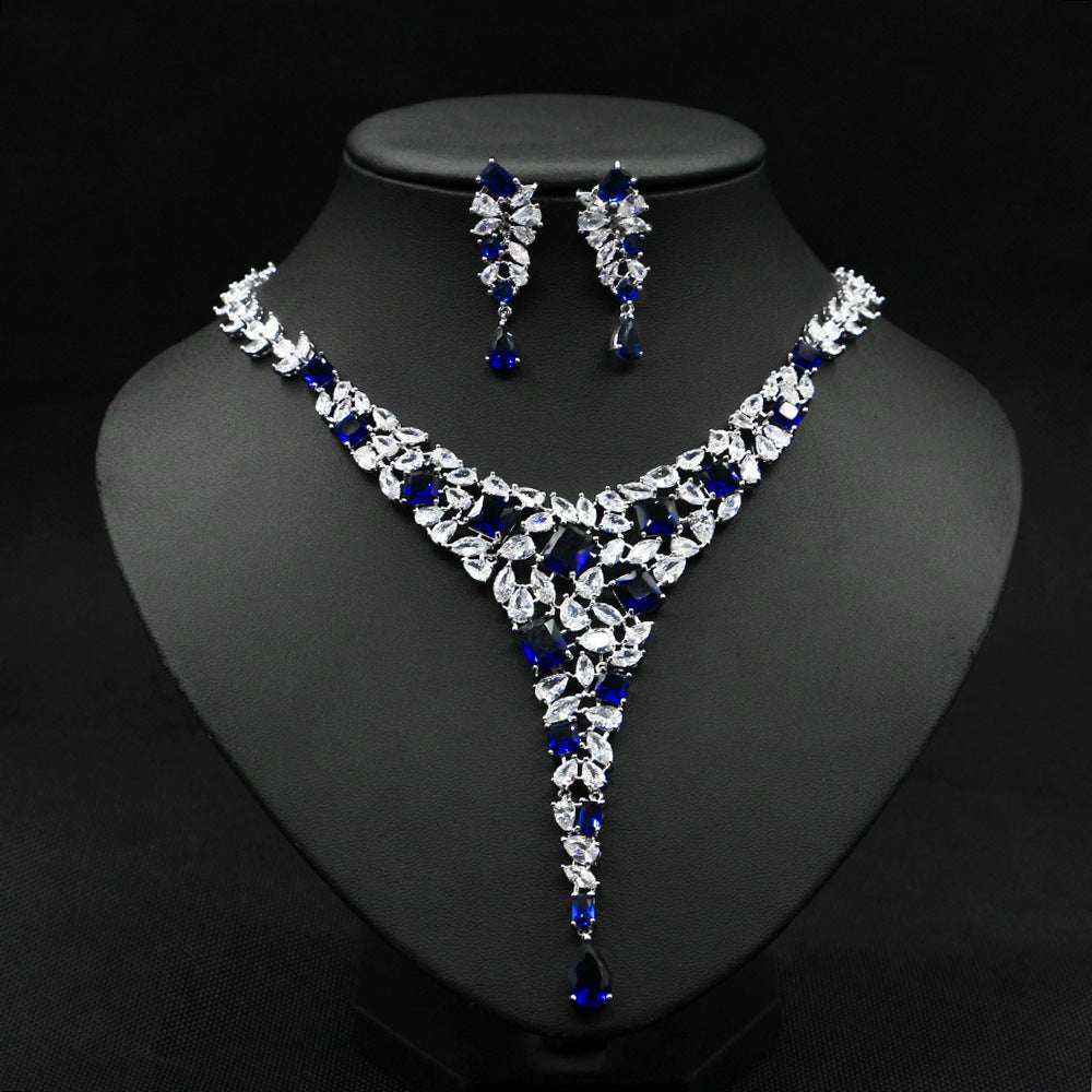 Colourful Zircon Wedding Necklace Set