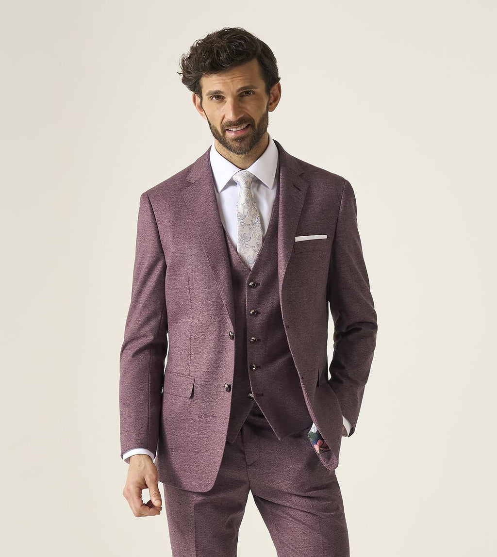 Skopes Jodrell Suit Tailored Fit Jacket For Men in Berry, 34S-62L
