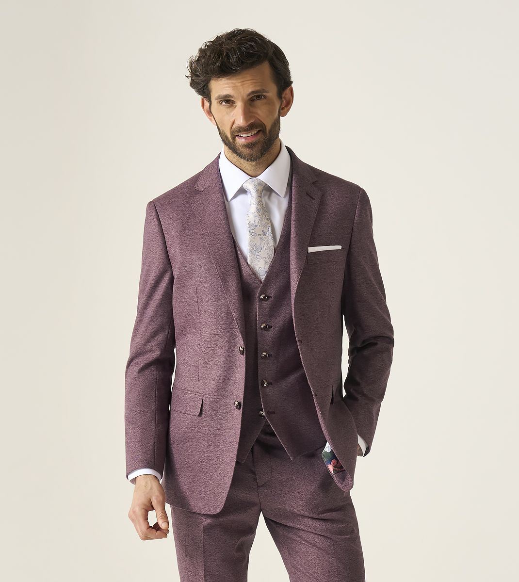 Skopes Jodrell Suit Tailored Fit Jacket For Men in Berry, 34S-62L