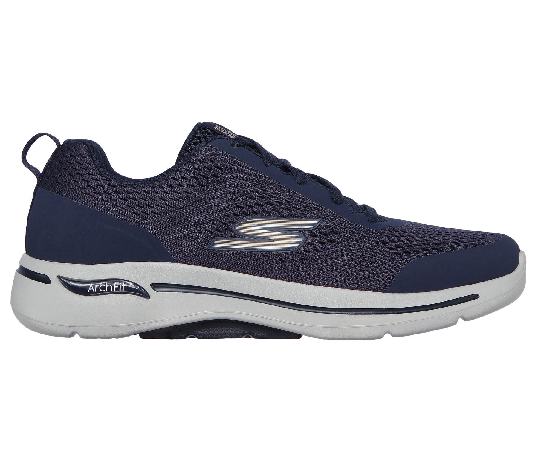 Skechers Men's GOwalk Arch Fit - Idyllic Sneaker Shoes in Navy/Gold in Size UK7 to UK15