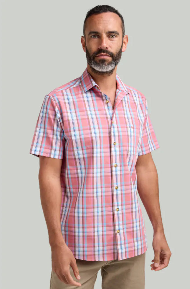 Double TWO Classic Check Short Sleeve Shirt For Men in 2 Colours, M-5XL