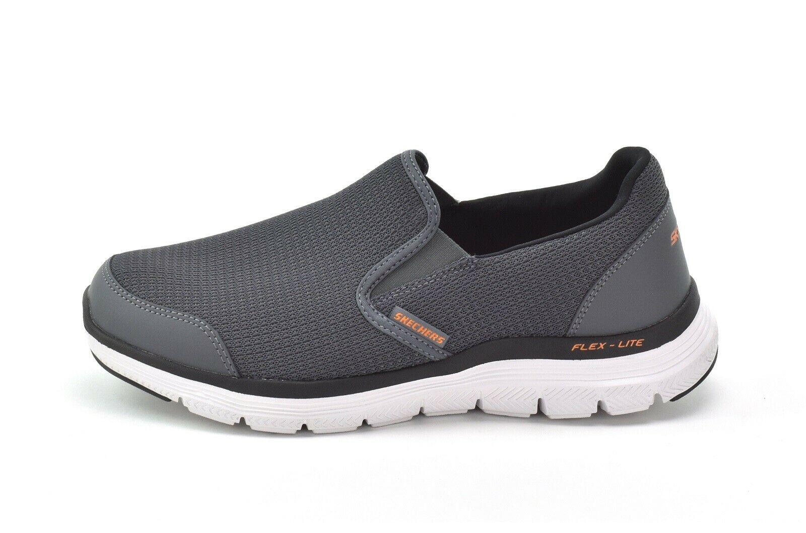 SKECHERS Men's Flex Advantage 4.0 Slip On Sneakers in Charcoal/Orange