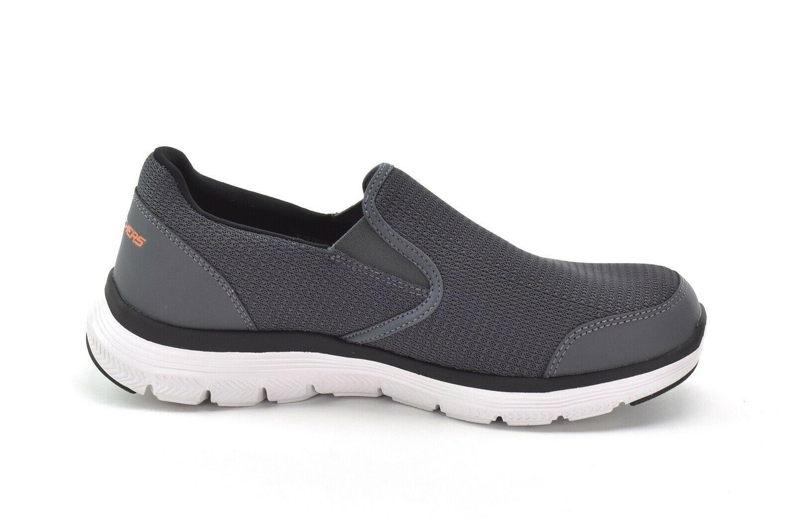 SKECHERS Men's Flex Advantage 4.0 Slip On Sneakers in Charcoal/Orange