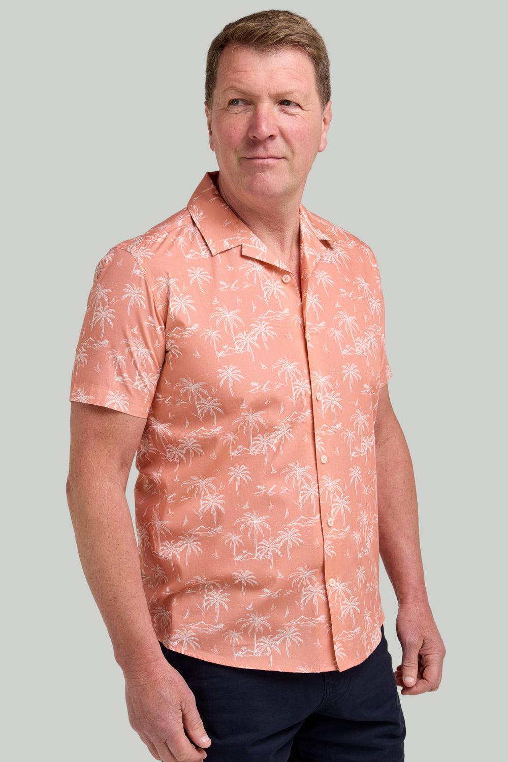 Double TWO Palm Tree Print Short Sleeve Shirt For Men in 2 Colours, M-5XL