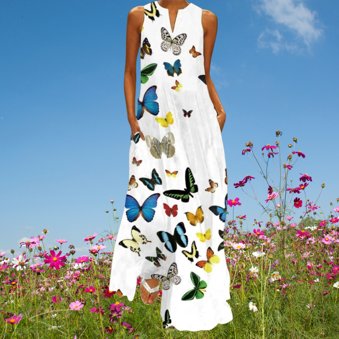 Bohemian Printed Maxi Dress with Pockets - Loose Ankle-Length Summer A-Line Dress for Women COLLECTION