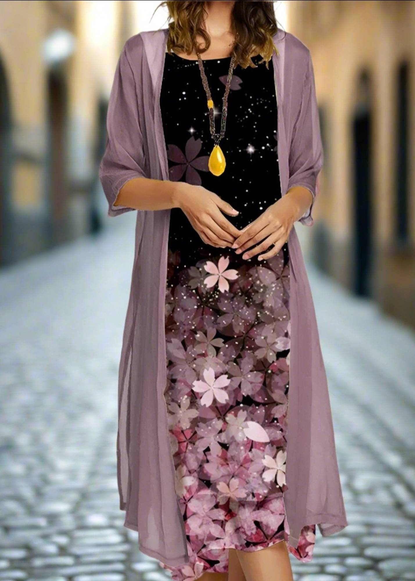 Fresh Bloom Two-Piece Set: Floral Long Dress for Spring & Summer