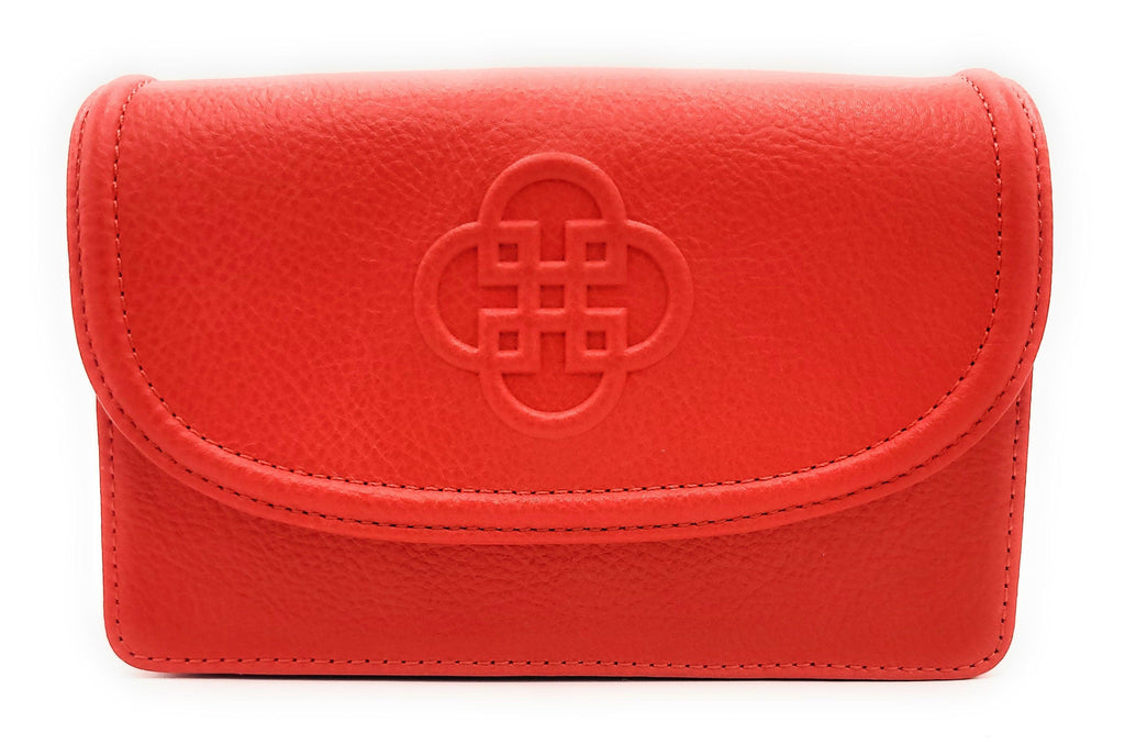 SADDLER HEIDI Real Leather Designer 3 Section Clutch with Chain Strap Detail