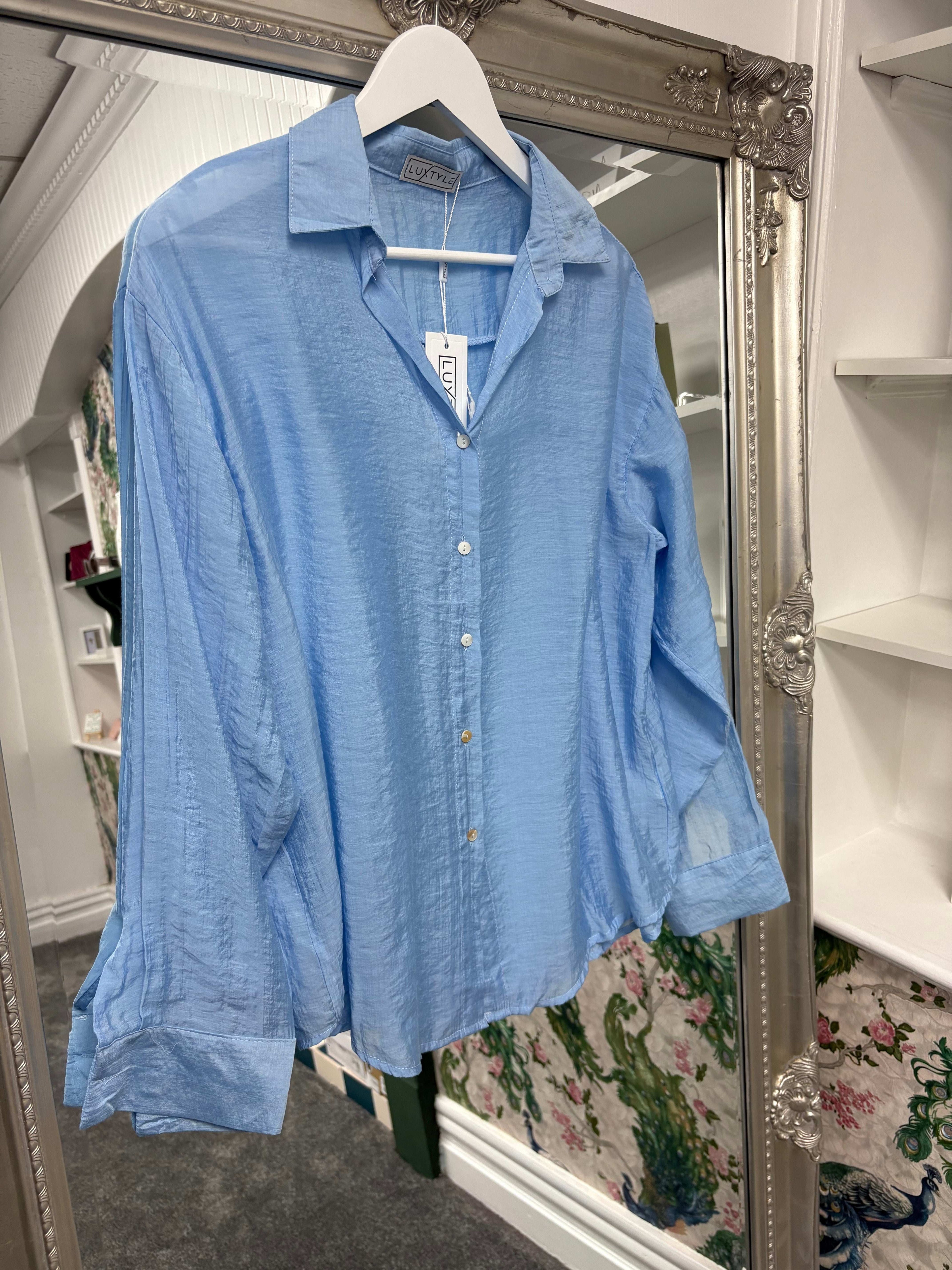 Luxtyle Women’s Rayon Shirt | Lightweight Button Down | One Size 8–18 | 5 Colours