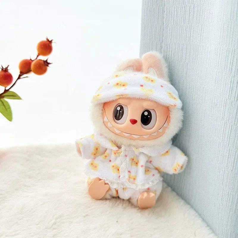 17cm Labubu I II Idol Dolls Clothes Eye Mask Pajamas Three Piece Set Accessories Korea Kpop Exo Clothing Plush Doll'S Clothes