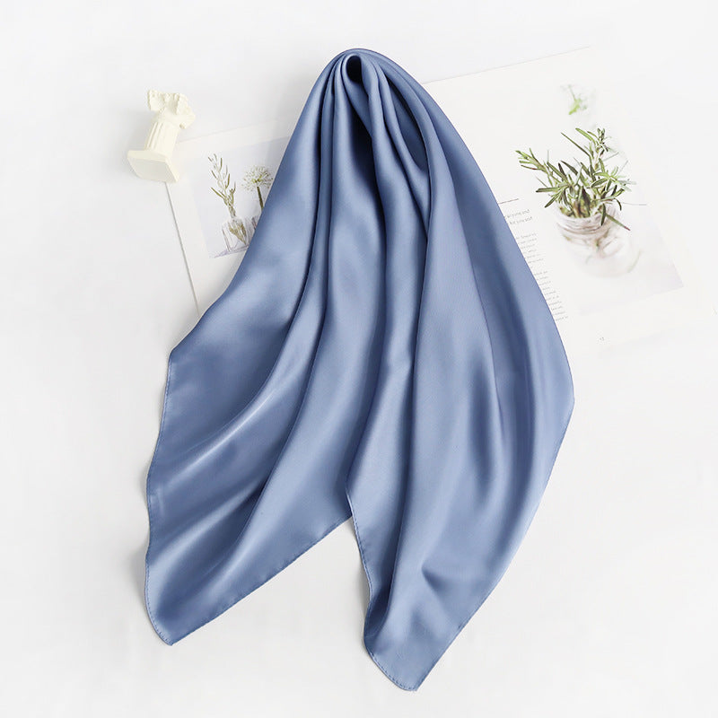 Women's Silk Satin Square Scarf, Decorative Silk Bandana, Solid Colour Hair Scarf
