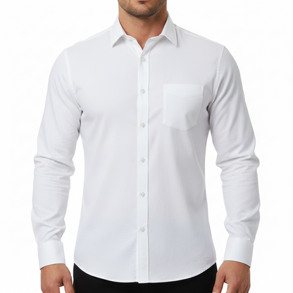 Springfield Men's Plain Long Sleeve Shirt | White or Black