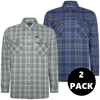 Wrangler Men's 2 Pocket Casual Utility Shirt | Navy & Green Check | L–2XL