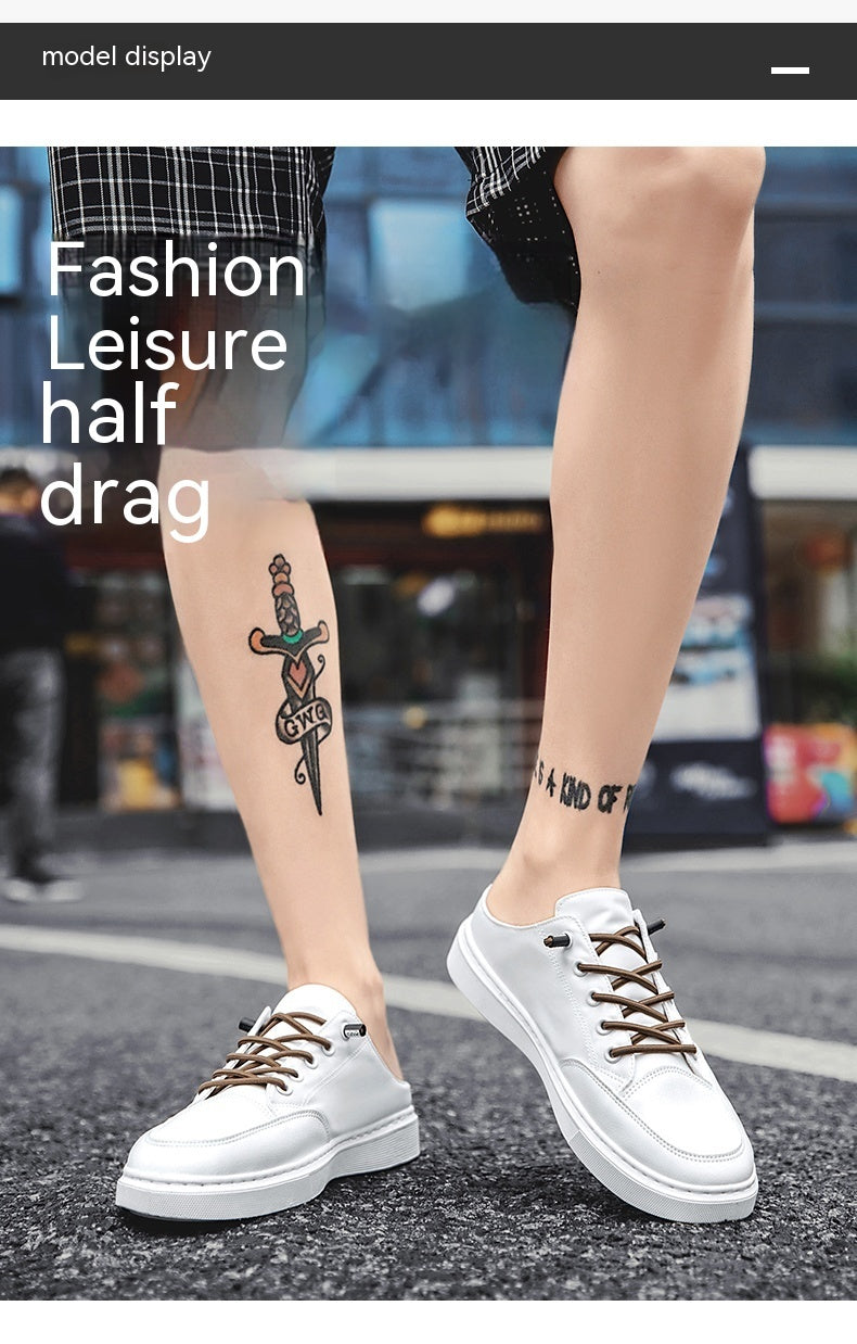 Men's Summer Wear Breathable Deodorant Slip-on Lofter Half Slippers Casual Sports Heel-free Fashion Shoes