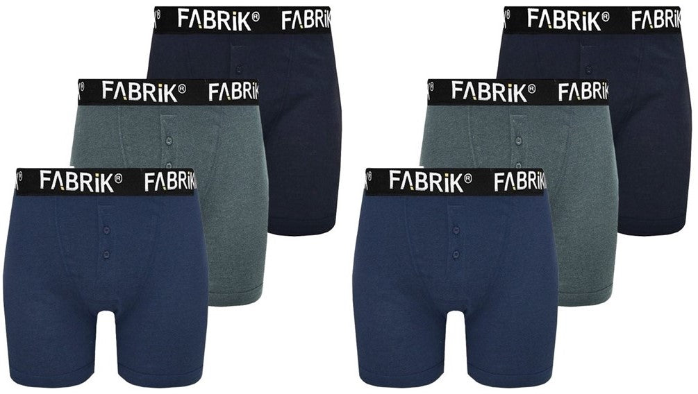 Fabrik Men's 6 Pairs Pack Jersey Ribbed Boxer Shorts (2418) Black/Charcoal/Navy 2XL-8XL