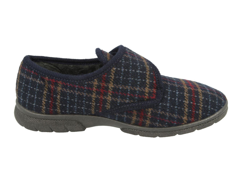 Men'S Slippers / House Shoes (Tartan)6V Wide Fit By Db Shoes in Navy