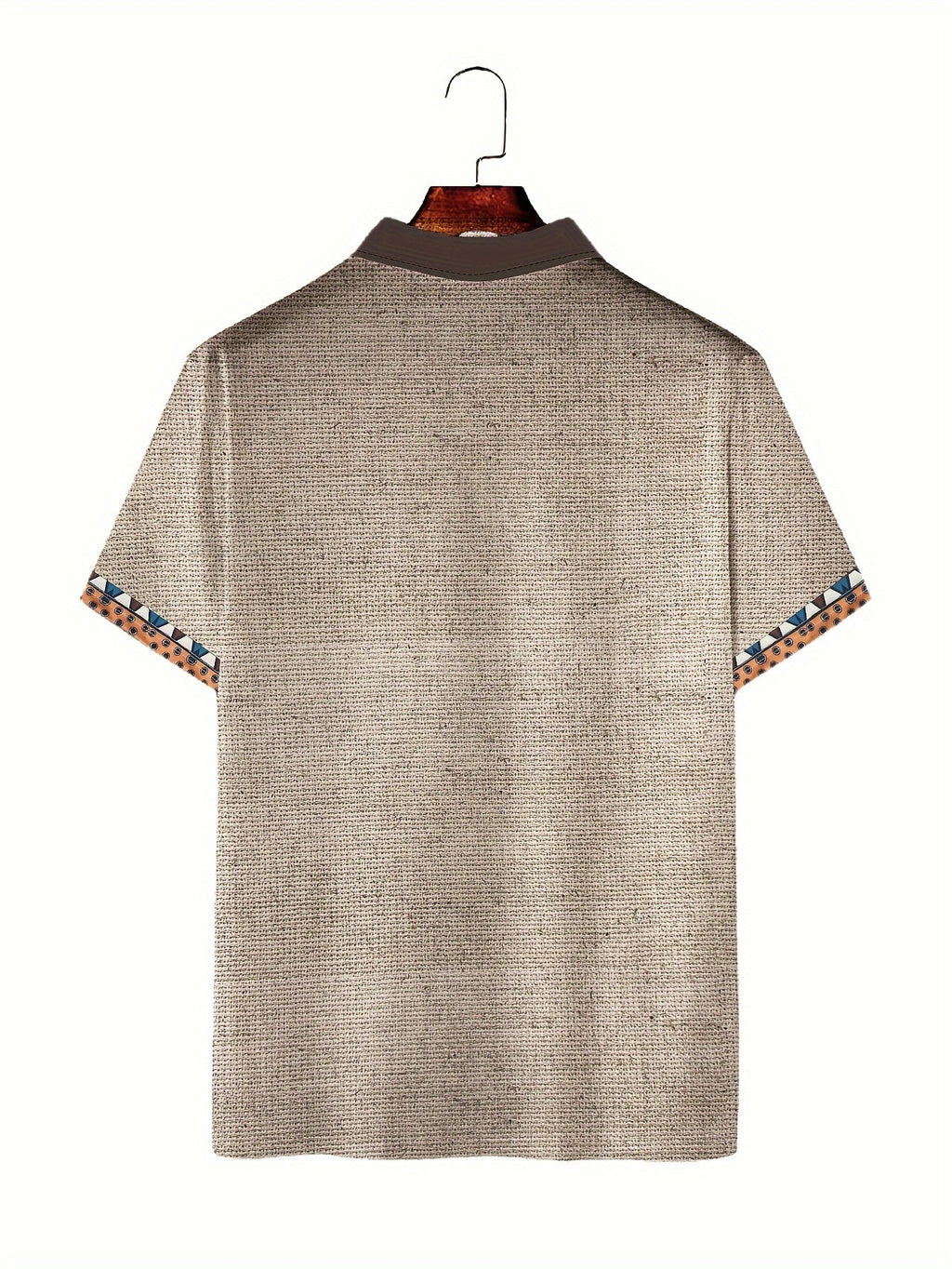 Men's Casual Short-Sleeved Shirt with 3D Digital Bull Head Print, Button Detail, Lapel Collar - Outdoor Fashion Wear