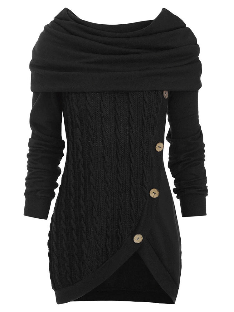 Pile pile collar hooded sweater