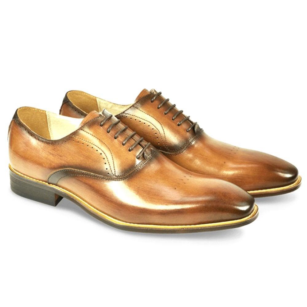 Azor Mens Pompei Oxford Formal Leather Lace Up Shoes in Tan 7 to 12
