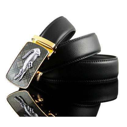 QHA Men's Alligator Buckle Ratchet Belt 35mm Holeless Black Q48