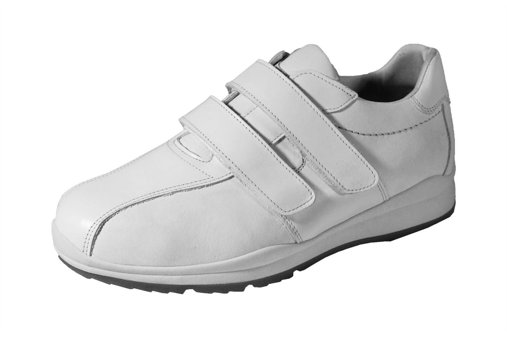 DB Mens Wide Fit (2V) Twin Stripe Velcro Trainers in White in Size 7, 14,