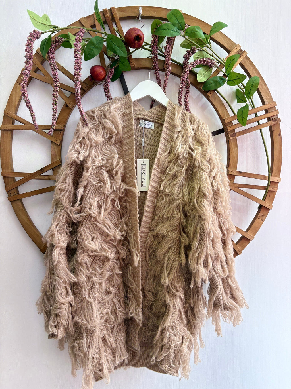 Luxtyle Shaggy Knit Cardigan One Size fits up to UK18