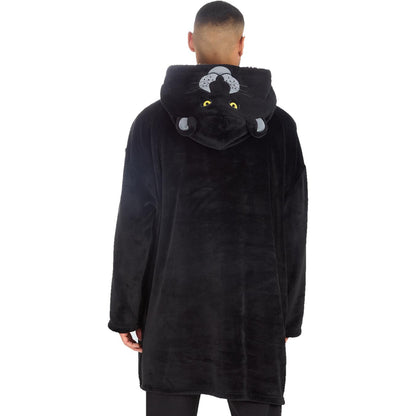 Men's Black Panther Hood Fleece Lounge Hoodie with Kangaroo Pocket One Size