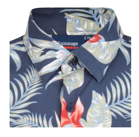 Espionage Mens Plus Size Cotton Large Floral Print Shirt (323) in Navy