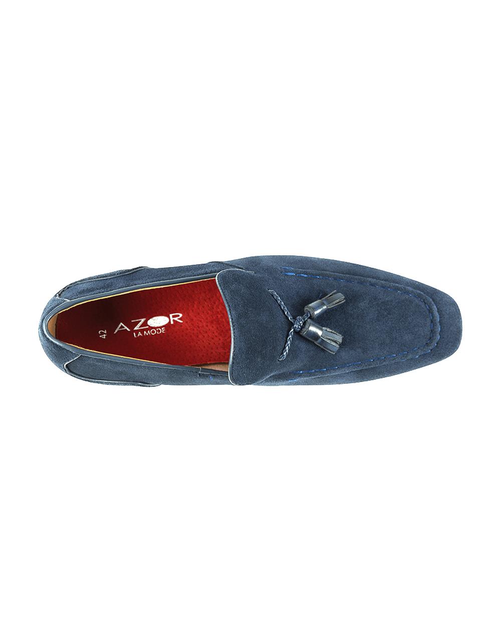 AZOR Mens Semi - Square Bruno Slip On Shoes Navy UK 6 to UK 12