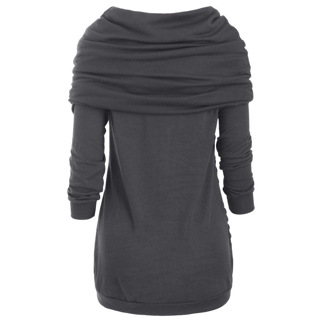 Pile pile collar hooded sweater