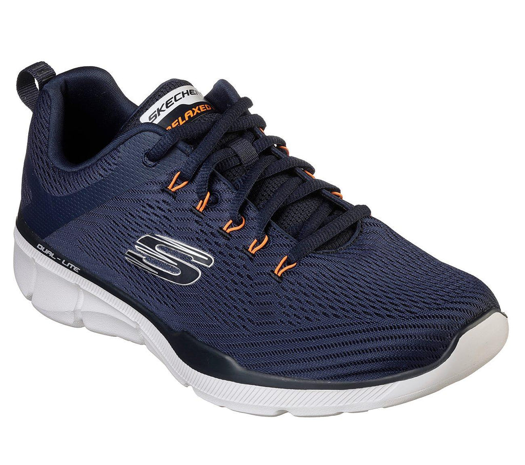 SKECHERS Men's Relaxed Fit-Equalizer 3.0 Track shoe/Trainers in Navy/Orange