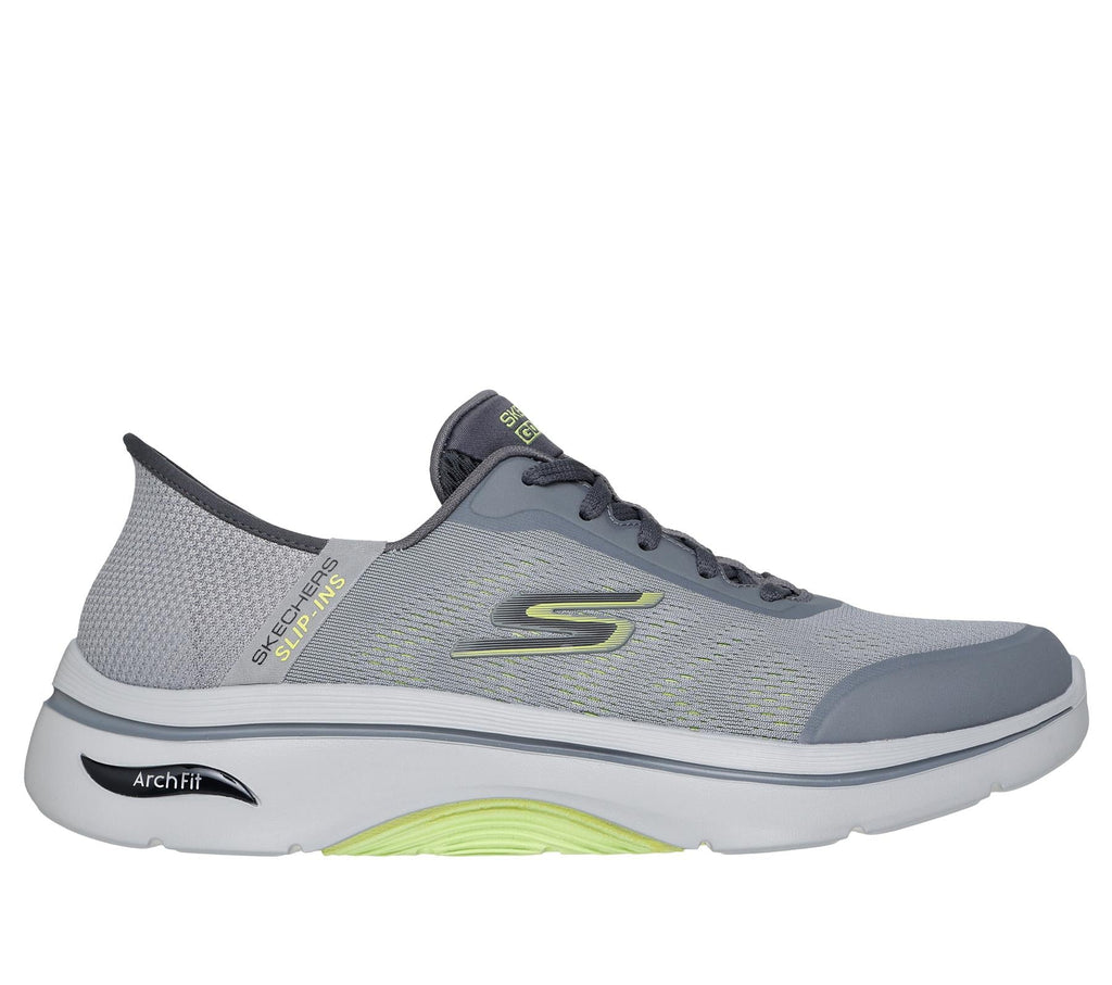 Skechers Lace Up Shoe For Men Slip Ins Go Walk Arch Fit 2.0 Simplicity 2.5 in Gray/Lime, 6-15