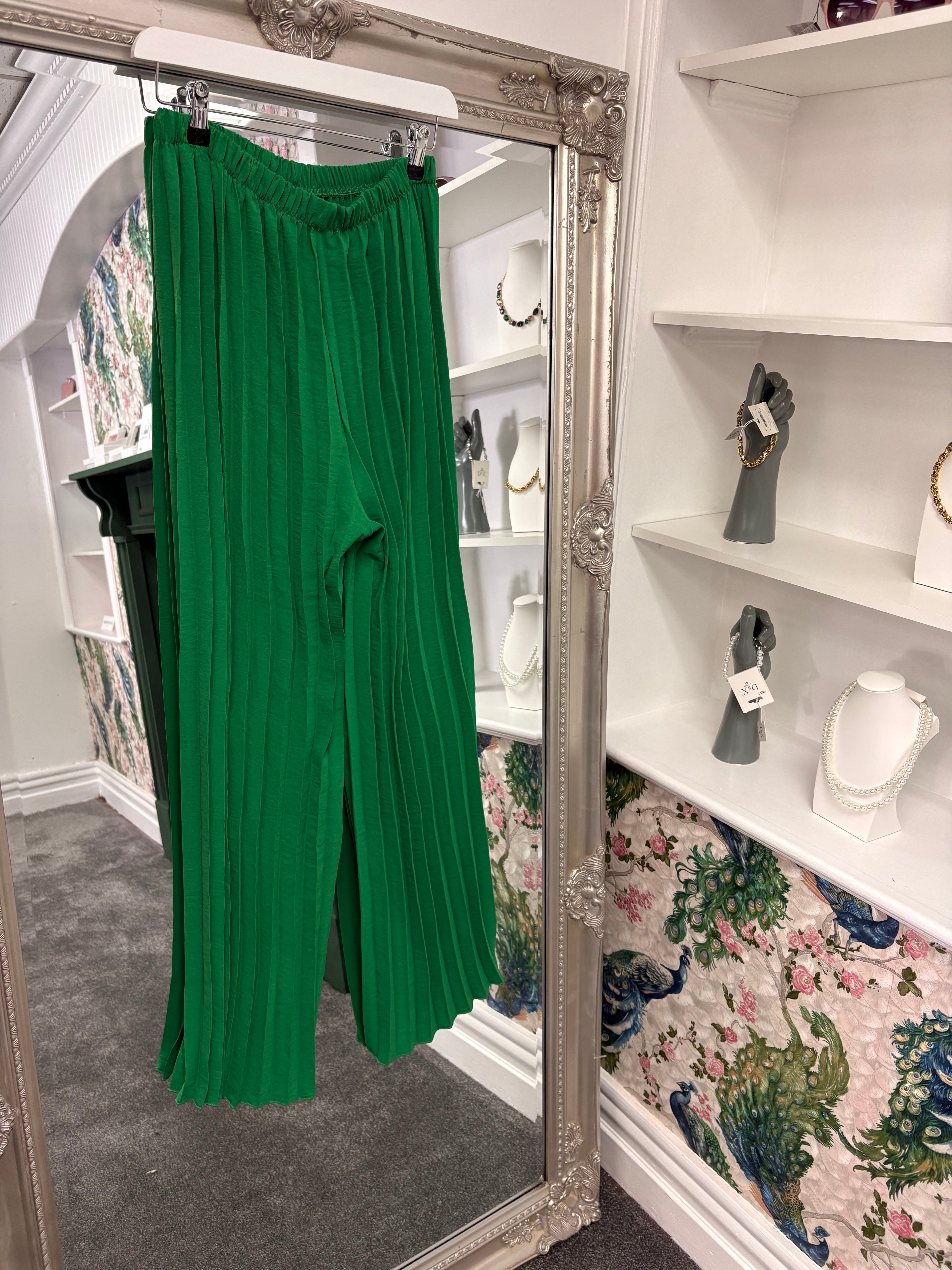 Luxtyle Pleated Co-ord Set | Top & Wide Leg Trousers | One Size 8-18