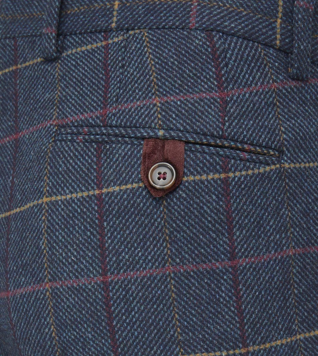 Skopes Men's Tailored Fit Doyle Wool Blend Check Suit Trouser in Navy Waist 32 to 56