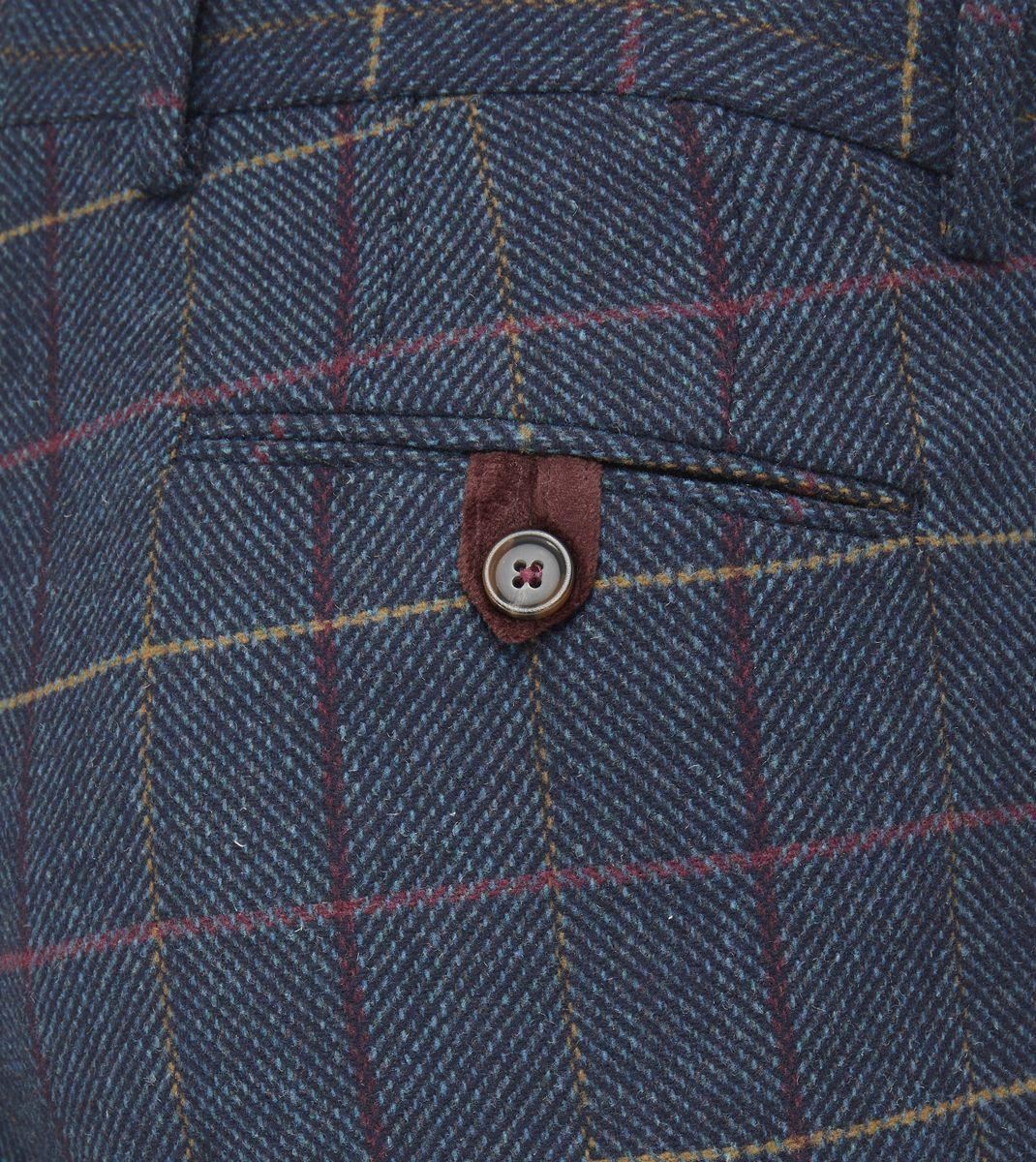 Skopes Men's Tailored Fit Doyle Wool Blend Check Suit Trouser in Navy Waist 32 to 56