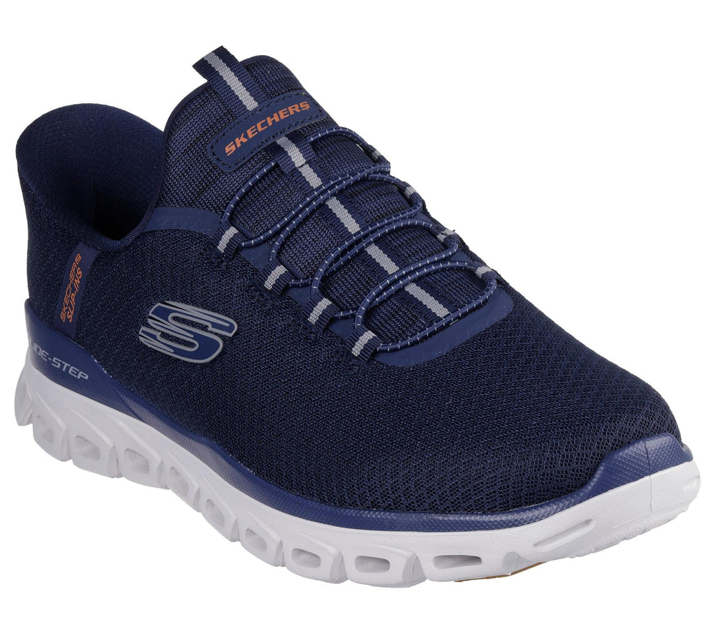 Skechers Slip On Sneaker Shoe For Men Glide-Step Noxus Slip-Ins Stretch Lace in Navy, 5.5-13