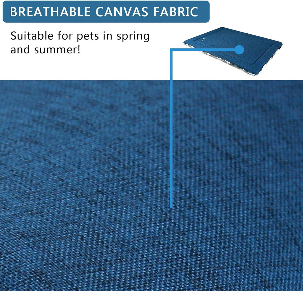 Dog Crate Mat Reversible Cool Warm 91x61cm Washable Foam Grey Blue KROSER