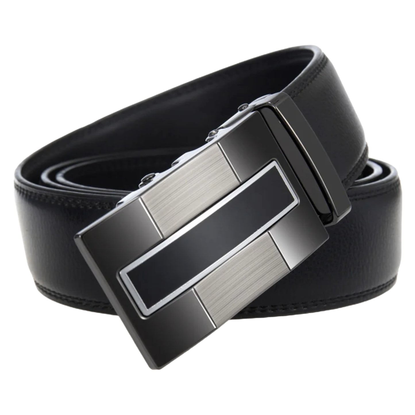 QHA Mens Ratchet Leather Belt Automatic Buckle 35mm Wide Q68