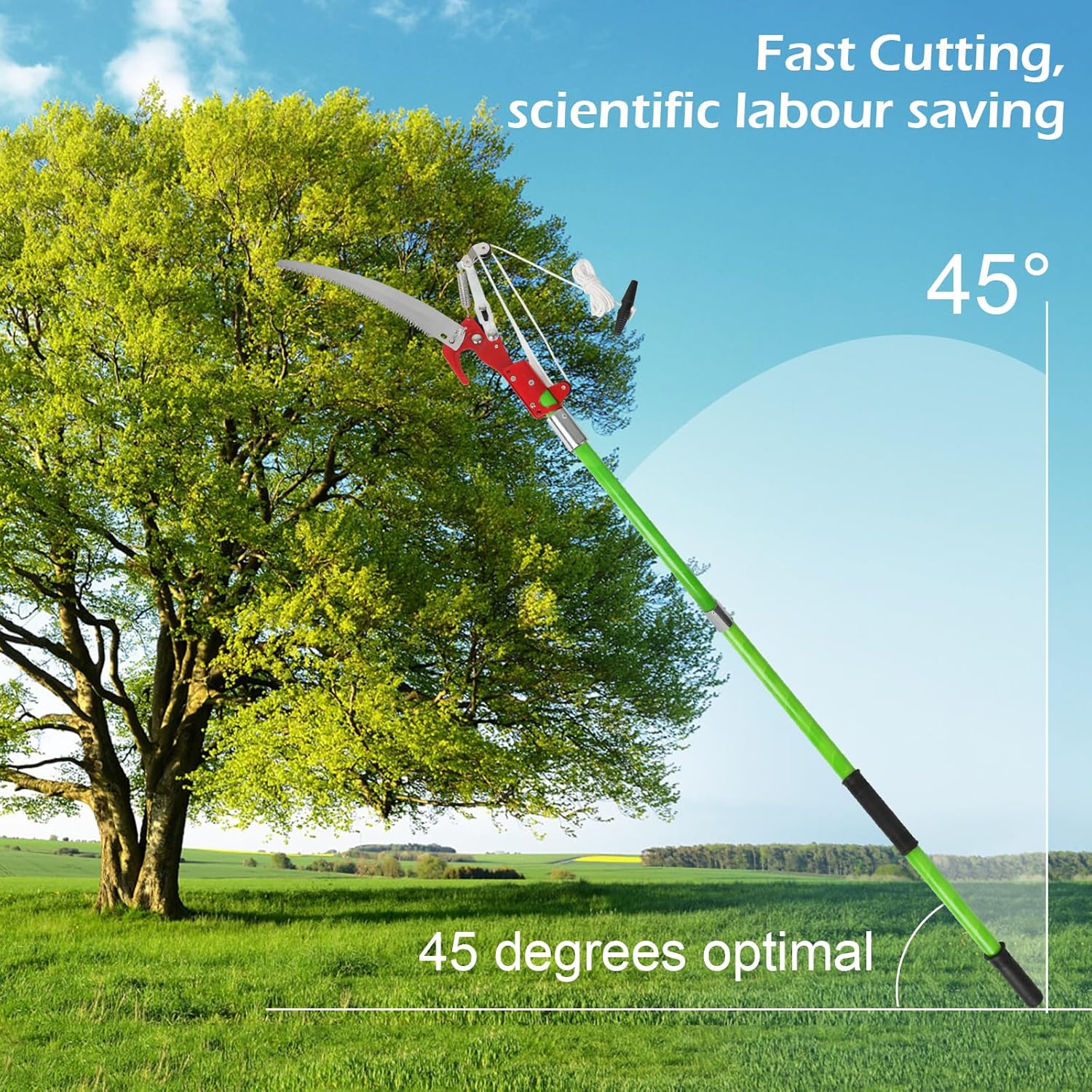 Tree Pole Pruner 8m Manual Pruning Saw with Scissors Gloves Maxant