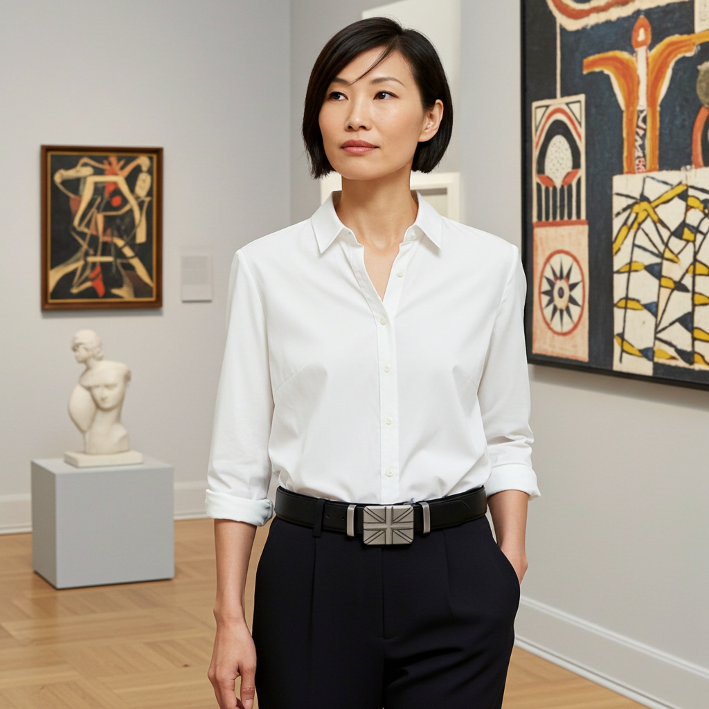 QHA Mens Union Jack British Flag 35mm Leather Ratchet Belt Automatic Buckle Q53